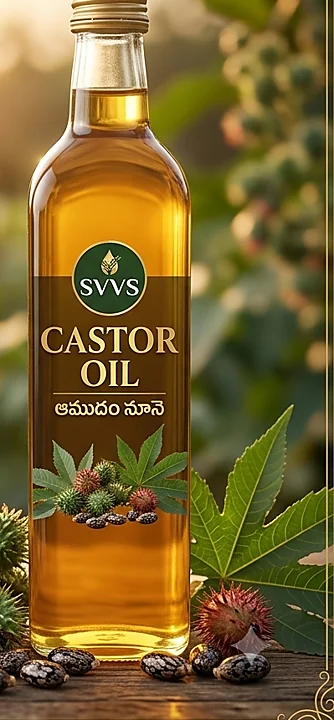 Castor Oil bottle with seeds or nuts
