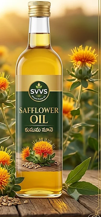 Safflower Oil bottle with seeds or nuts